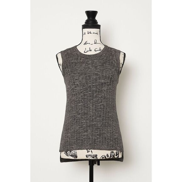 Banana Republic Gray Textured Knit Sleeveless Top | Size XS | High Neck Ribbed T - Picture 1 of 4